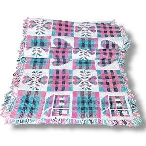 Tapestry Table Runner 68x12 Pink Green Heart Home Country Cottage Core Valentine